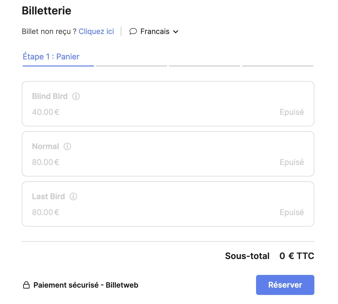 La billetterie est complète